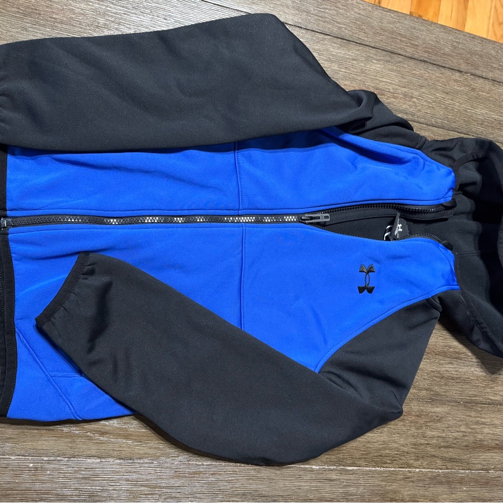 Under Armour Boy’s Black and Blue Softshell Hooded Jacket